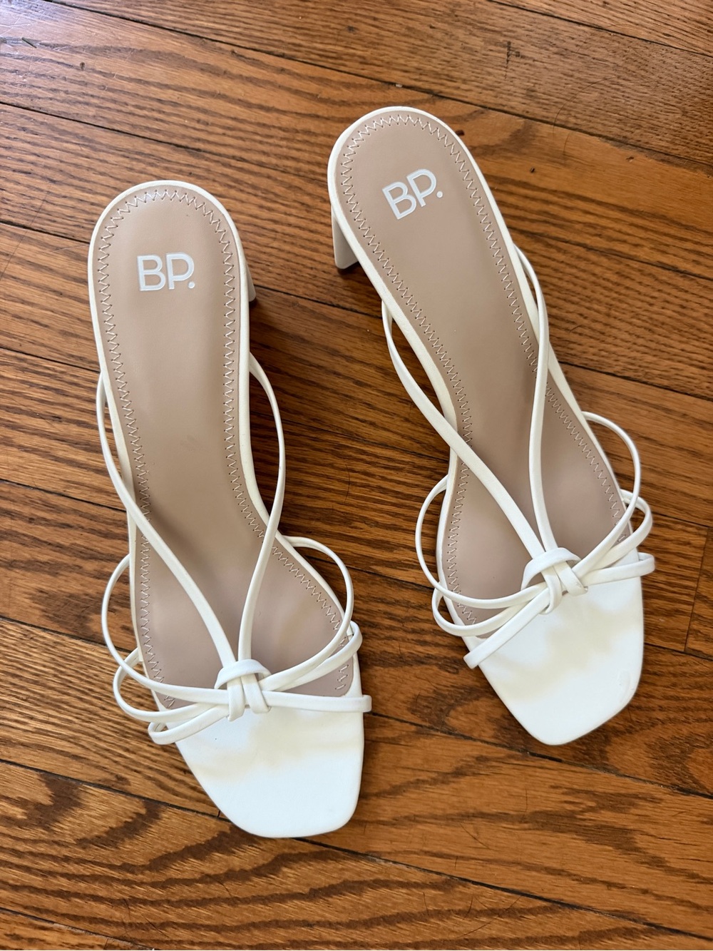 bp White Strappy Knot Block Heel Sandals NWOT